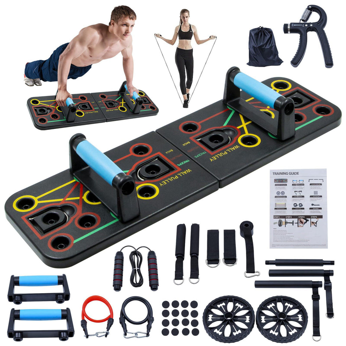 welsteepse Push Up Board Fitness, Portable Dismountable 17 in 1 Push Up Bar at Home Gym, Multi-functional Pushup Stands 