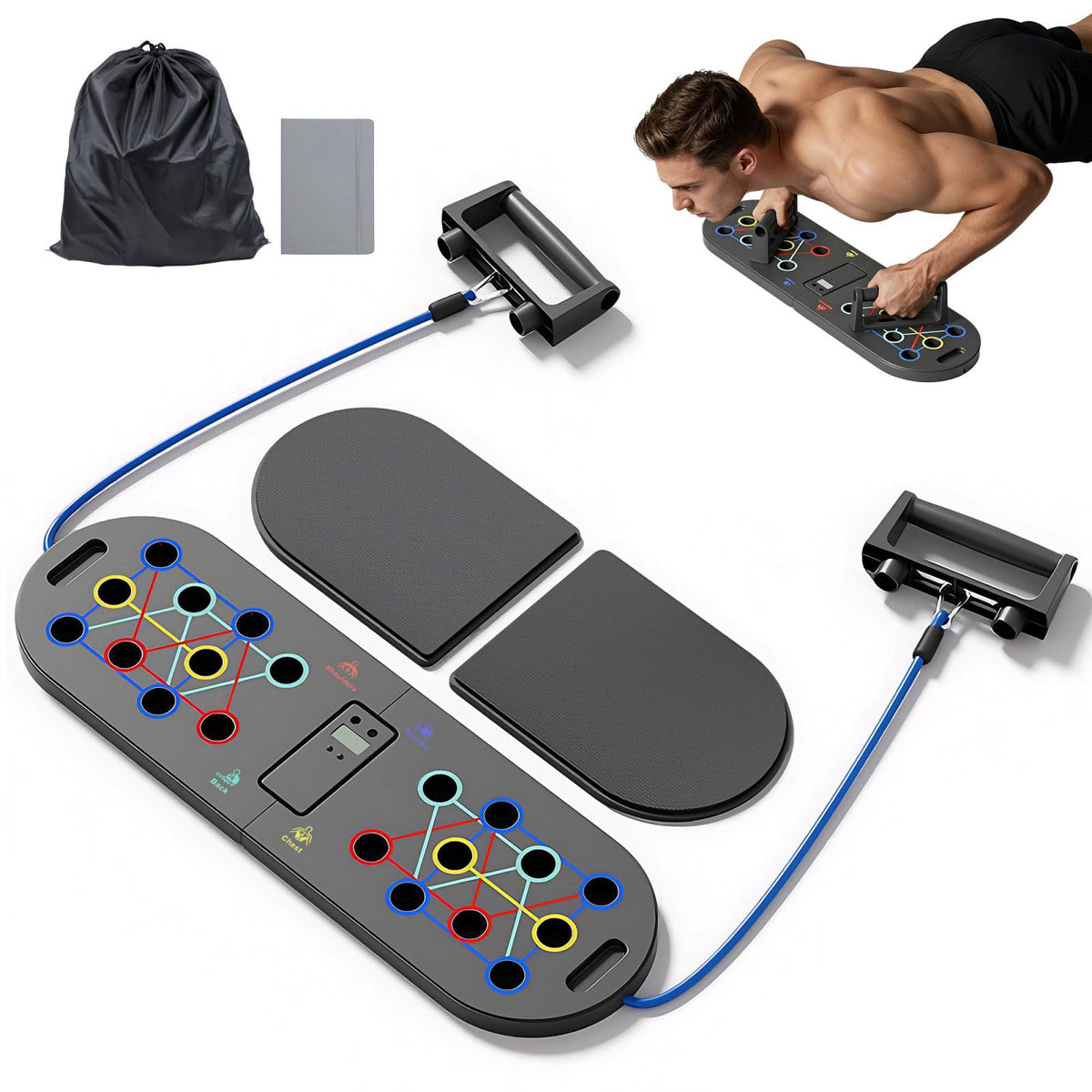 welsteepse Push Up Board Fitness, Portable Dismountable 17 in 1 Push Up Bar at Home Gym, Multi-functional Pushup Stands 