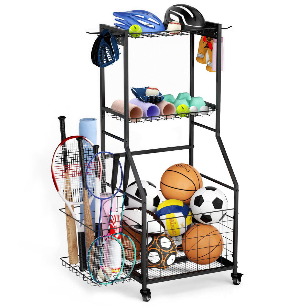 ClookRack Garage Ball Storage Sports Equipment Organizer with Bat Rack – product photo (Ball Storage)