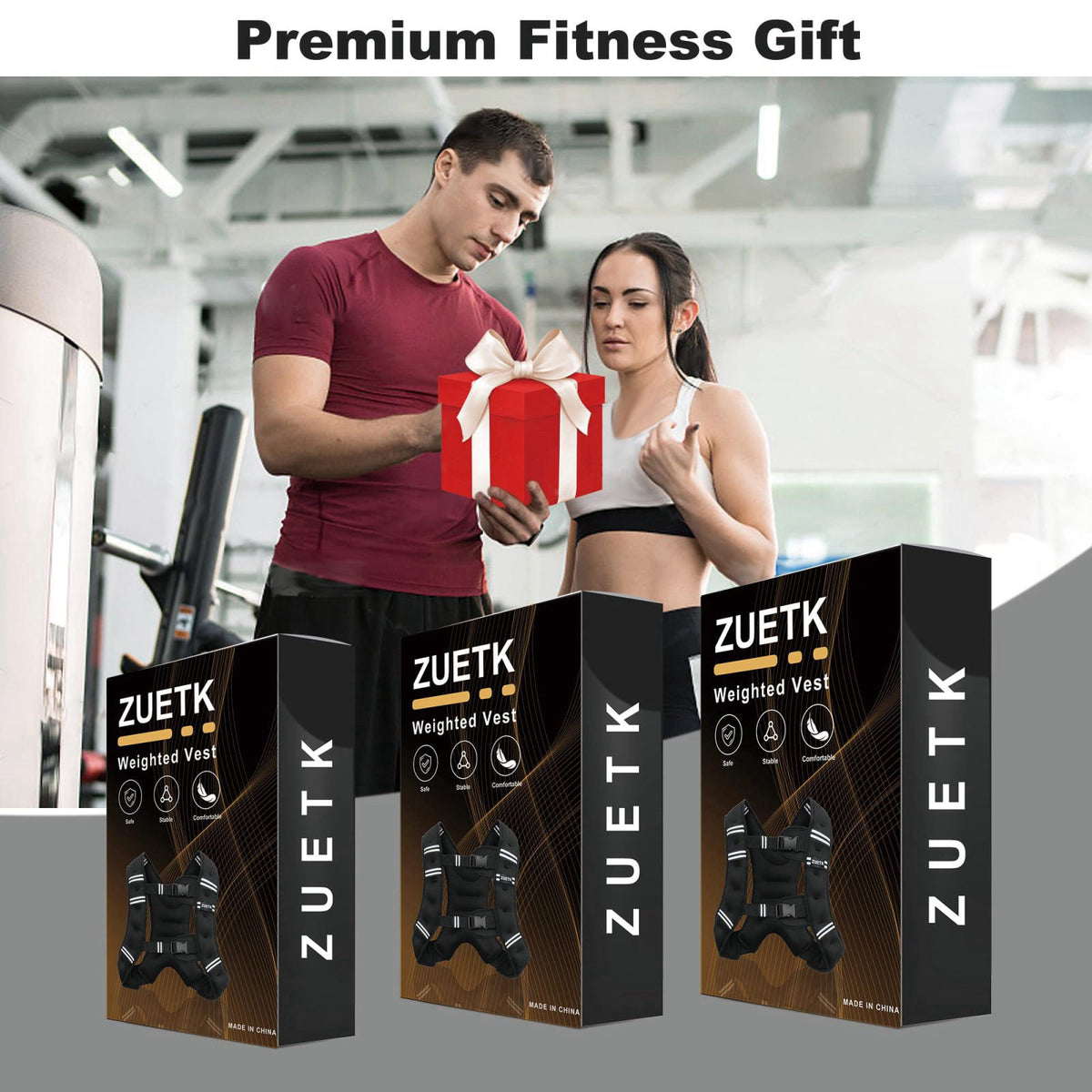 ZUETK Weighted Vest, 6lb/8lb/12lb/16lb/20lb/25lb/30lb Weight Vest with Reflective Stripe, Weighted Vest for Men Women Wo