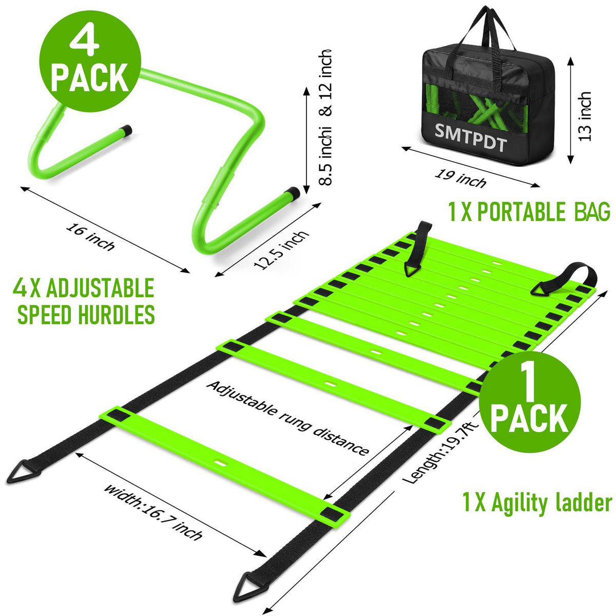 SMTPDT Agility Ladder,Soccer Training Equipment Set,Speed & Agility Training – close-up detail in Green