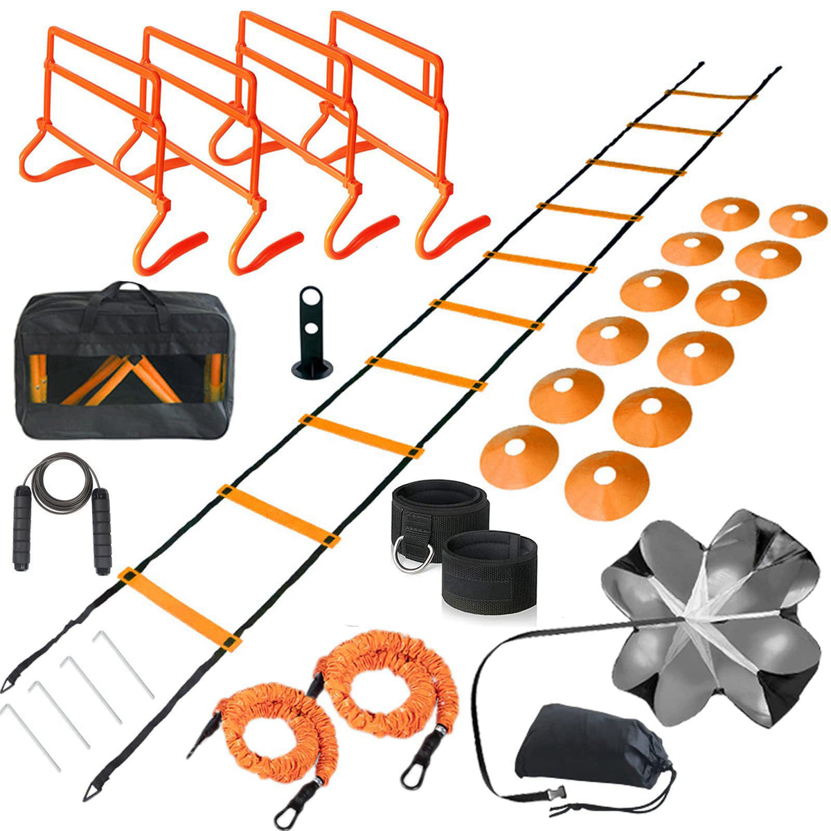 Kvittra Adjustable Speed Training Hurdles Fitness & Speed Training Equipment with Agility Ladder - Plyometric Fitness & 