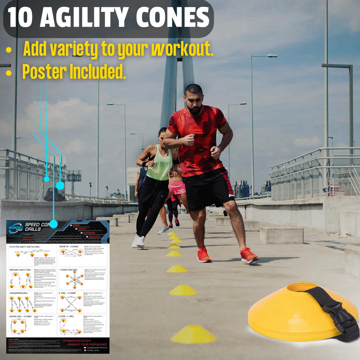 Invincible Fitness Agility Ladder Full Training Equipment Set, Improves Coordination, Speed, Power and Strength, Include