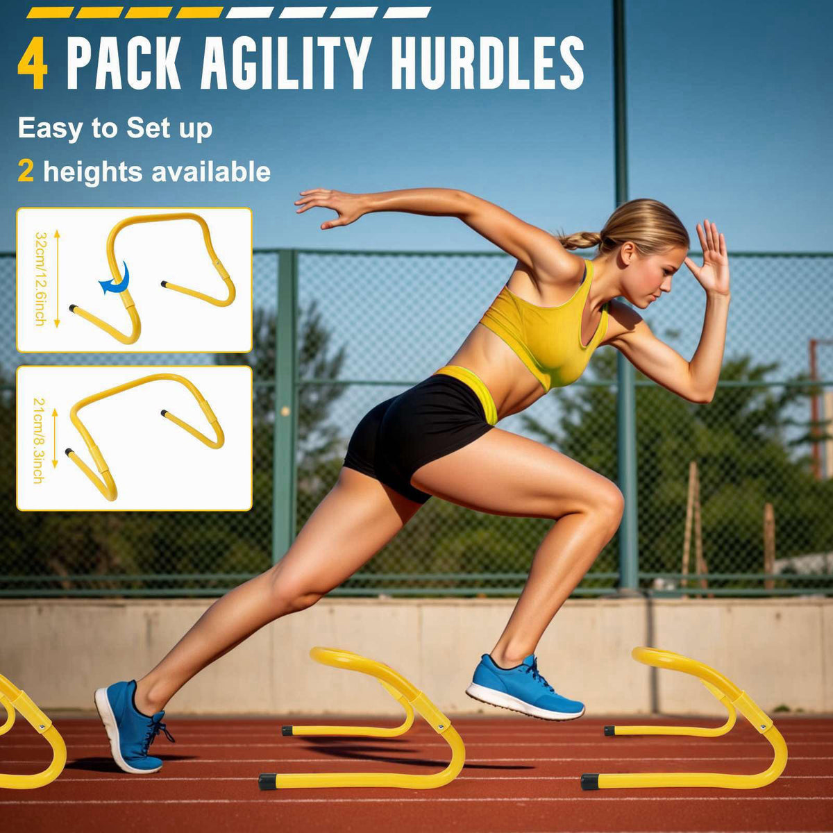 YGORTECH Agility Ladder, Soccer Training Equipment Set, 4 Agility Hurdles, 20ft Speed Ladder, Running Parachute, 12 Foot