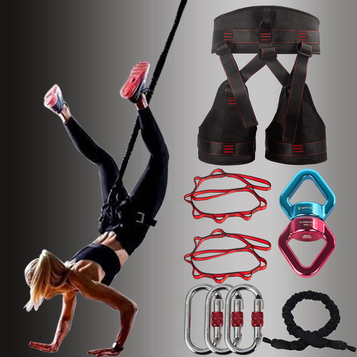DASKING Natural Latex Resistance Bands Set - 3-Level for Suspension Trainer for Home Gym, Yoga & Recovery (Adjustable Ha