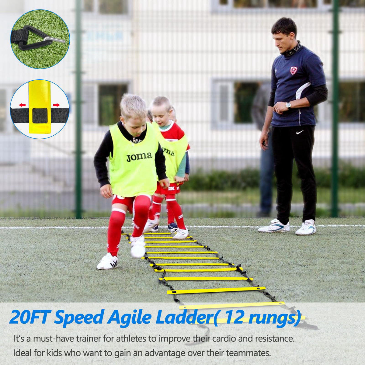 Haootadiy Agility Training Equipment, Football Training Equipment Includes 20FT Agility Ladder,4 Adjustable Agility Hurd