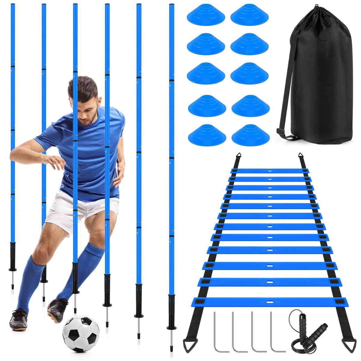 SMTPDT Soccer Training Equipment,Agility Speed Training Set, 20ft Agility Ladder