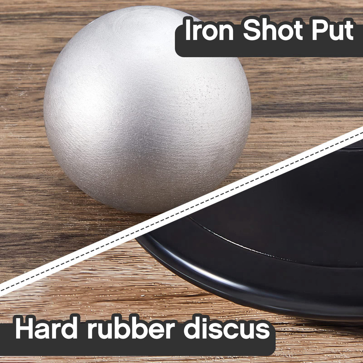 Deekin 2 Pcs Shot Put Rubber Disc Track Set Field Training – back view and specifications