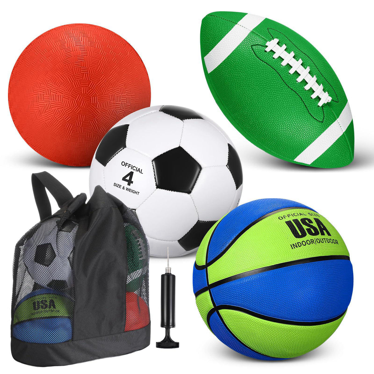 Deekin 4 Pcs Sport Balls Set for Kid Teen Playground Ball, Navy Blue, Green – Navy Blue, Green