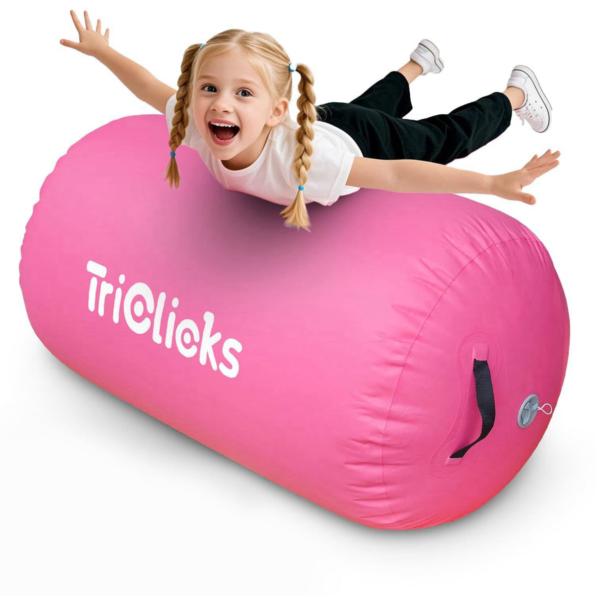 Triclicks Inflatable Gymnastics Barrel Mat Tumbling Roller Air Barrel Equipment for backhandspring Training Home Use & G