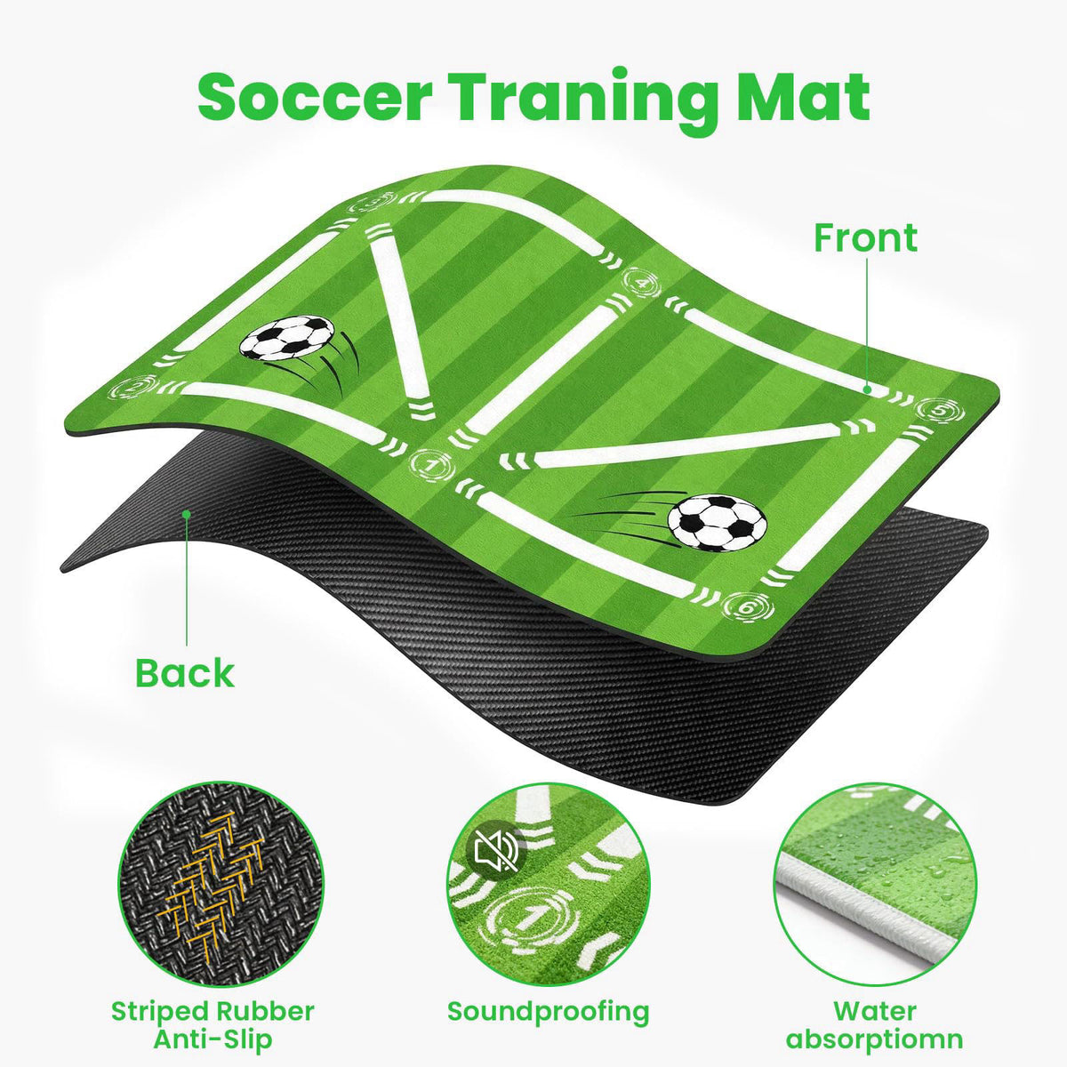 Sawiei Soccer Training Mat, Soccer Training Equipment with Storage Bag, Non-Slip Silent Equipment Soccer Footwork Traini