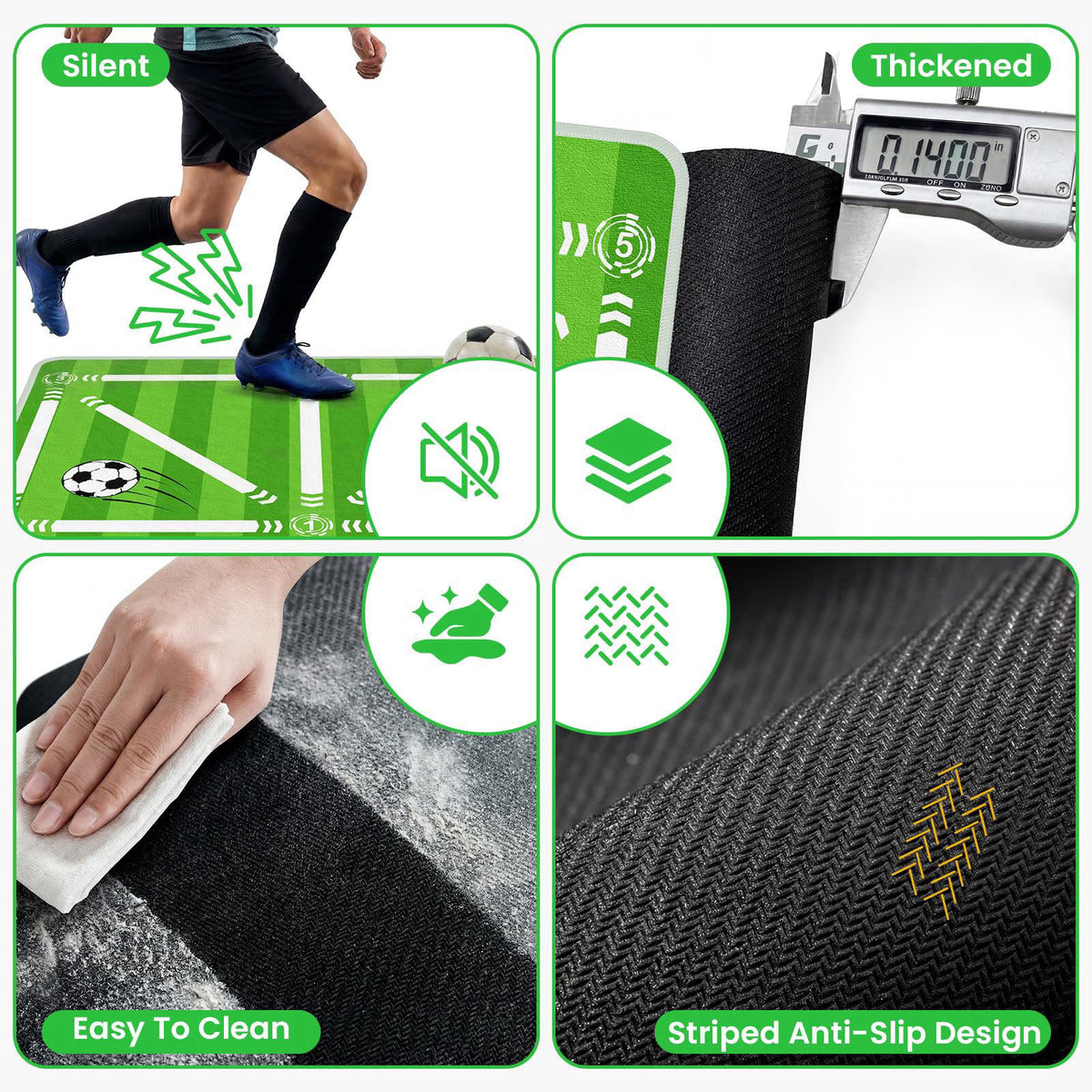 Sawiei Soccer Training Mat, Soccer Training Equipment with Storage Bag, Non-Slip Silent Equipment Soccer Footwork Traini