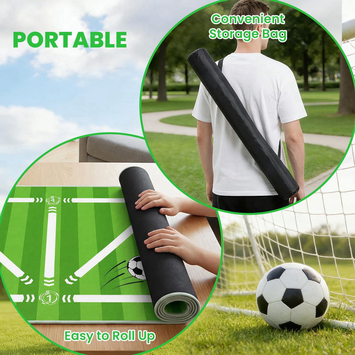 Sawiei Soccer Training Mat, Soccer Training Equipment with Storage Bag, Non-Slip Silent Equipment Soccer Footwork Traini
