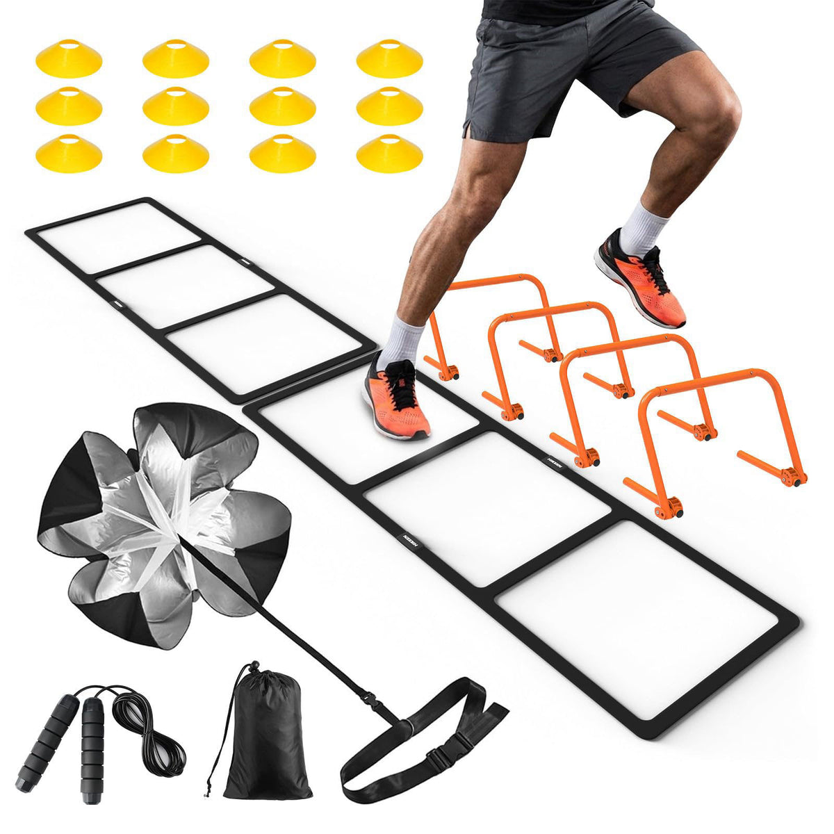 Hikeen Agility Ladder - Speed Ladder for Football, Basketball - Durable Rubber Training Ladder for Footwork with Carry B