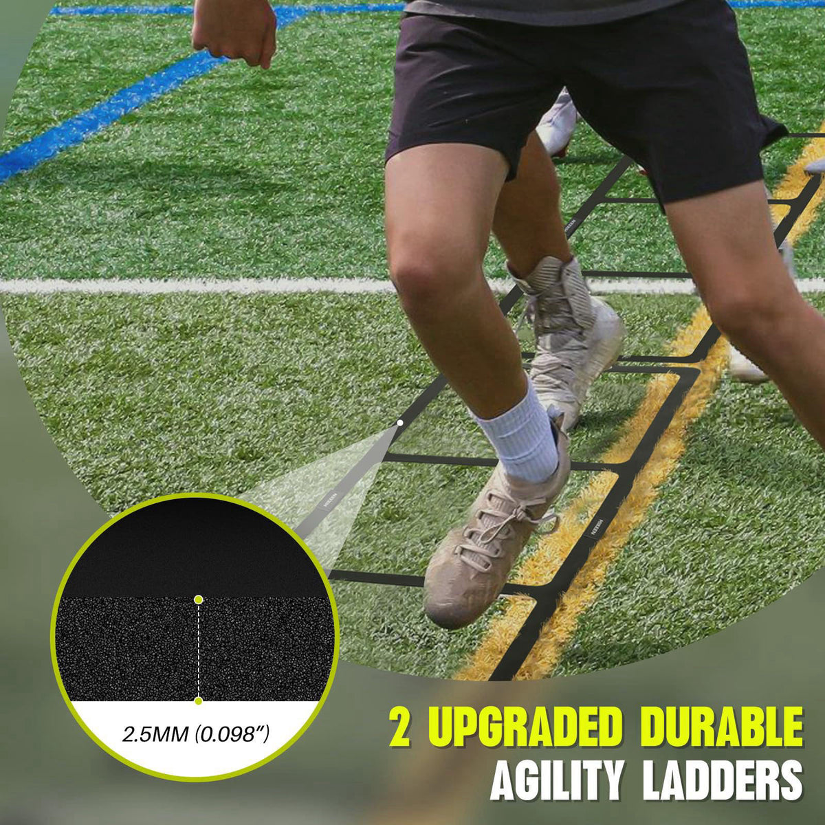 Hikeen Agility Ladder - Speed Ladder for Football, Basketball - Durable Rubber Training Ladder for Footwork with Carry B