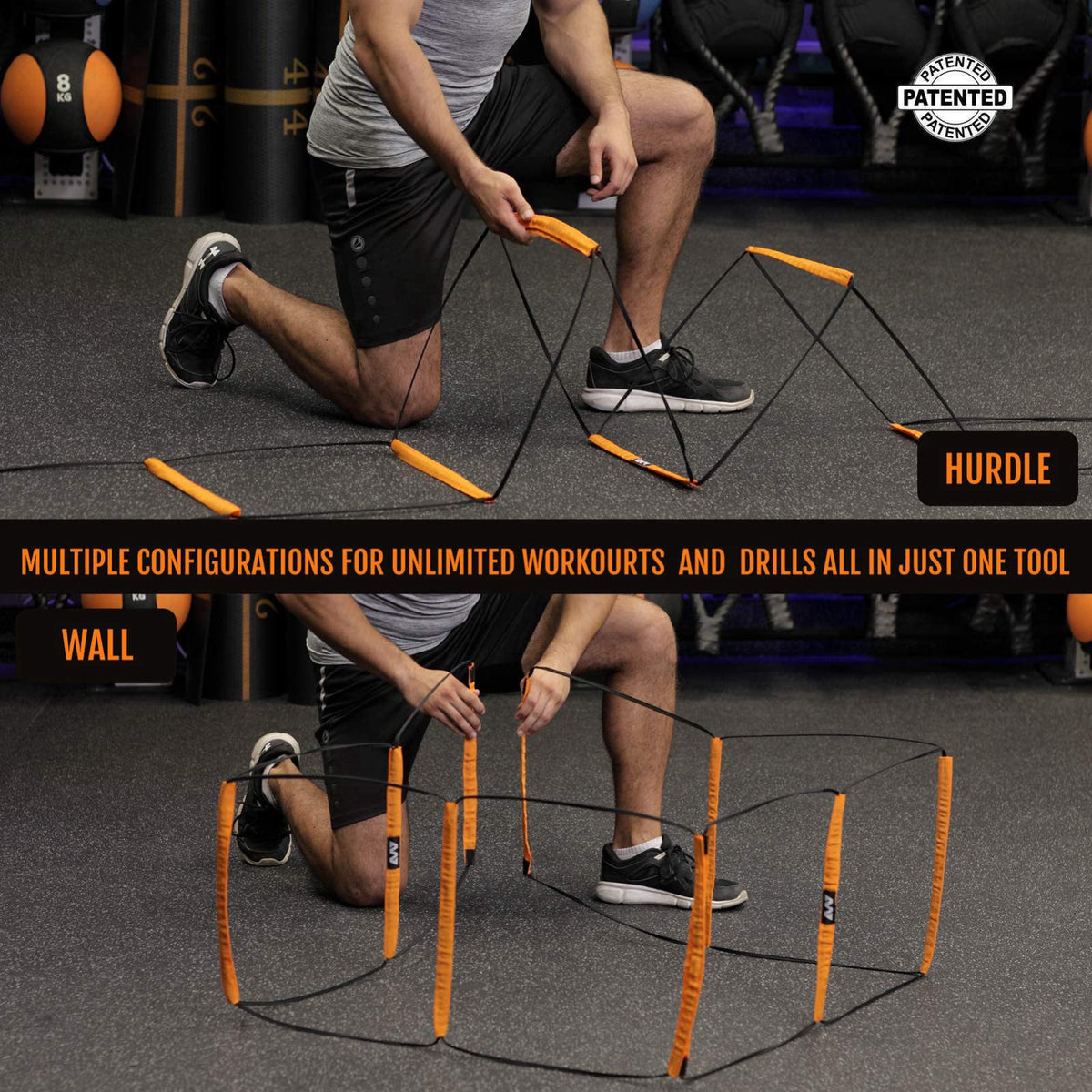 ALPHAWORX All-in-One Agility Ladder Agility Training Equipment Foldable Instant Set-up Tangle-Free Design 8+4 Rung Speed