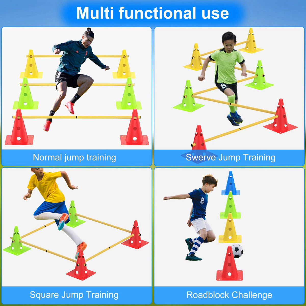 Asyxstar Football Training Cones Agility Soccer Cones, Indoor Outdoor and Festive Events Field Marker Agility Cones with