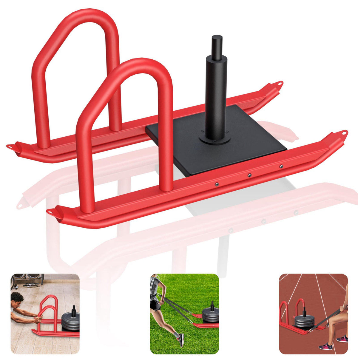 HWOOUSA Heavy Duty Push Pull Weight Sled with Harness for Speed Training – Red Red Black Black Black Black Black, Qualit