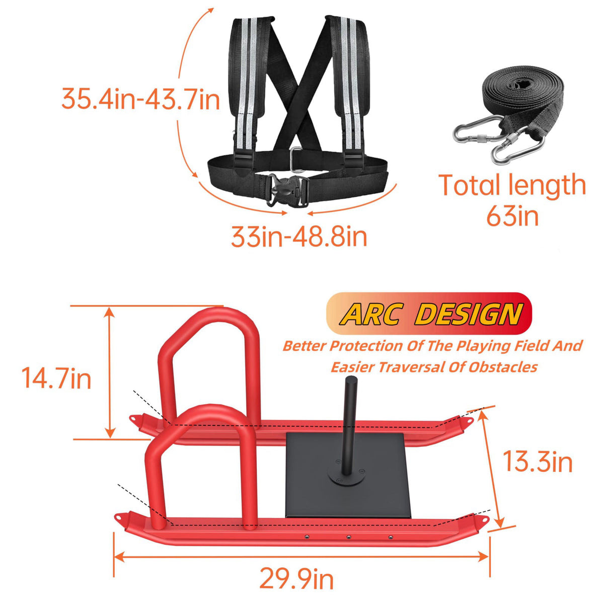 HWOOUSA Heavy Duty Push Pull Weight Sled with Harness for Speed Training – packaging and label