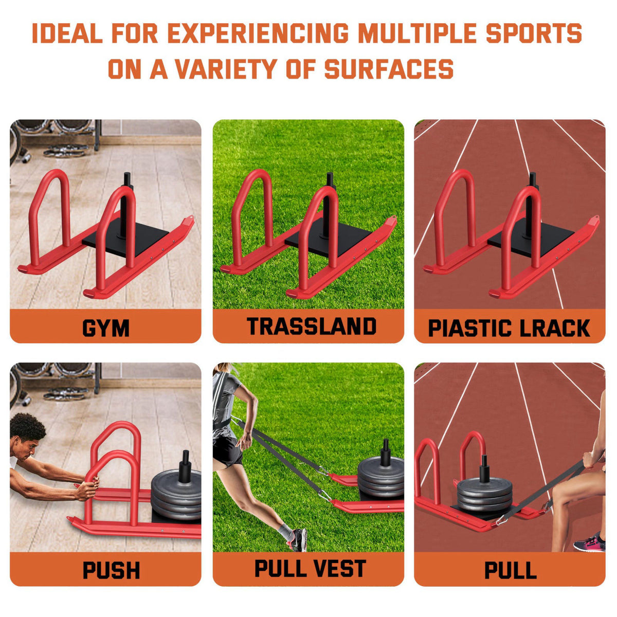 HWOOUSA Heavy Duty Push Pull Weight Sled with Harness for Speed Training – alternate angle