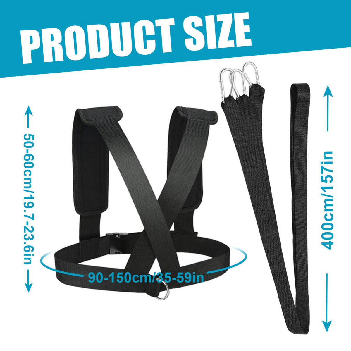 YNXing Sled Harness Workout Resistance and Assistance Trainer Physical Training Resistance Rope Kit Improving Speed, Sta