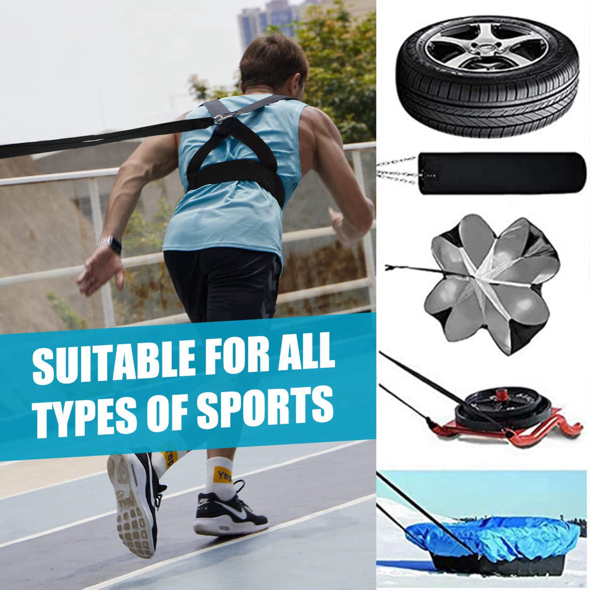 YNXing Sled Harness Workout Resistance and Assistance Trainer Physical Training Resistance Rope Kit Improving Speed, Sta