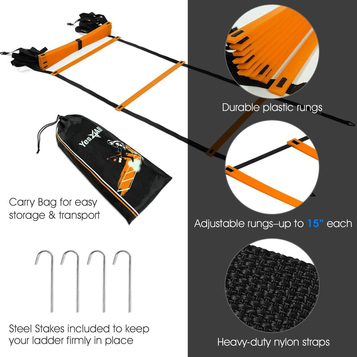 Yes4All Hex Agility Rings Speed Rings with Carrying Bag by Premium Selection — view 4