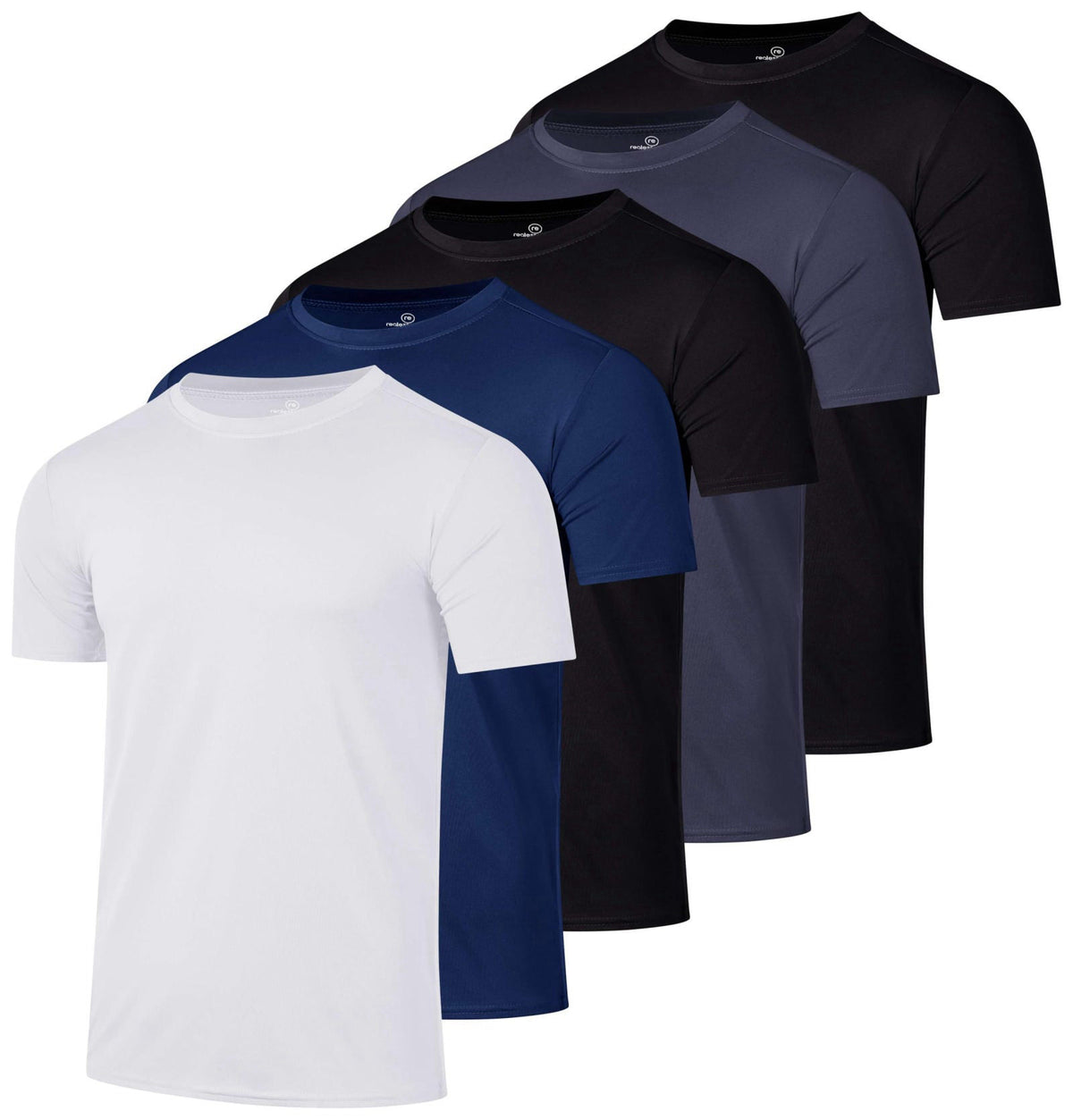 Real Essentials 5 Pack Men's Dry Fit Workout T Shirts Crew Neck Athletic Gym Running Tees – Set 4, US Size Chest (in) Sh