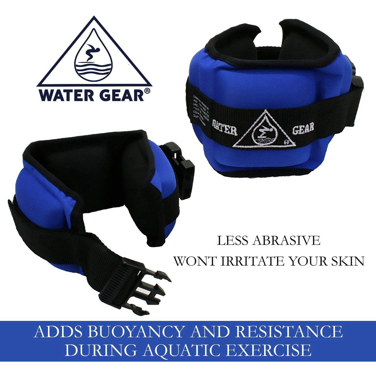 Water Gear Professional Aqua Cuffs - Aqua Aerobics Fitness Gear Bands for Ankle and Wrist - Swimming Pool Workout - Exer