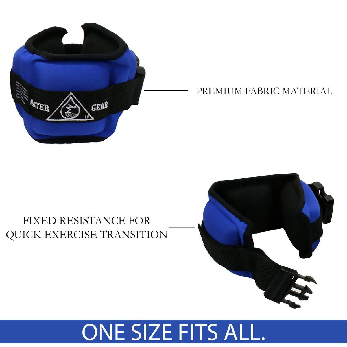 Water Gear Professional Aqua Cuffs - Aqua Aerobics Fitness Gear Bands for Ankle and Wrist - Swimming Pool Workout - Exer