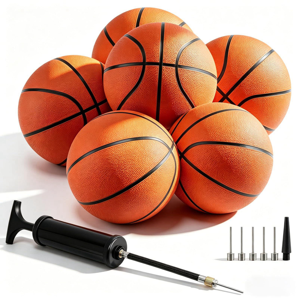 SIKEMAY 6 Pack Bulk Basketballs Official Outdoor Indoor for Men Adults, Inflatable Basketballs Teens Rubber Street Ball 