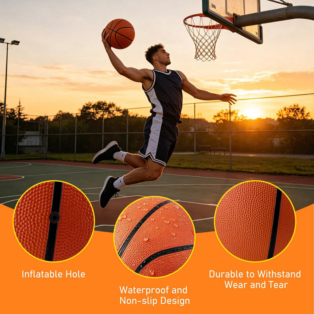 SIKEMAY 6 Pack Bulk Basketballs Official Outdoor Indoor for Men Adults, Inflatable Basketballs Teens Rubber Street Ball 