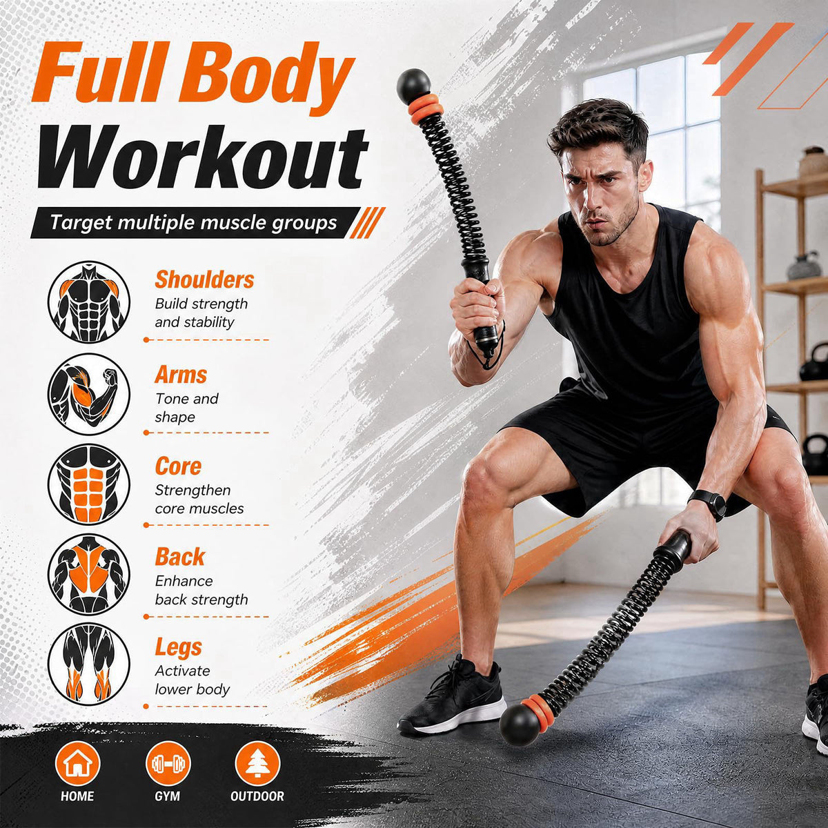 UBeesize Weighted Ropeless Battle Rope Fitness Kit with Gloves & Bag – packaging and label