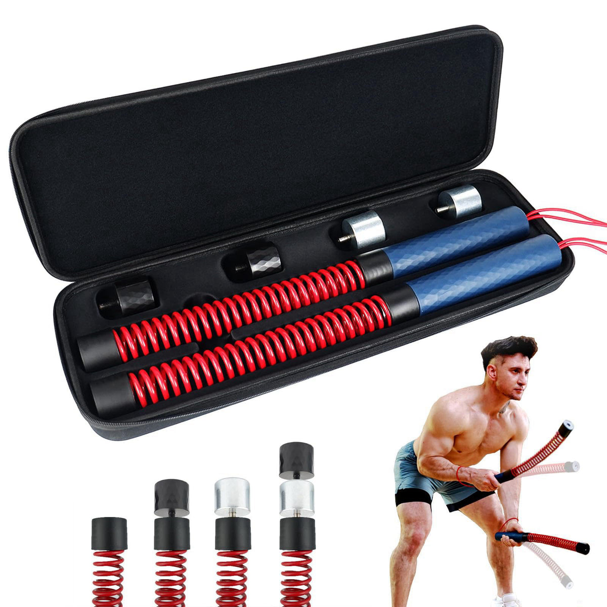 KINEOZ Upgraded Ropeless Battle Ropes for Home Gym, Four Adjustable Weight Levels, Weighted Workout Ropes for HIIT, Card