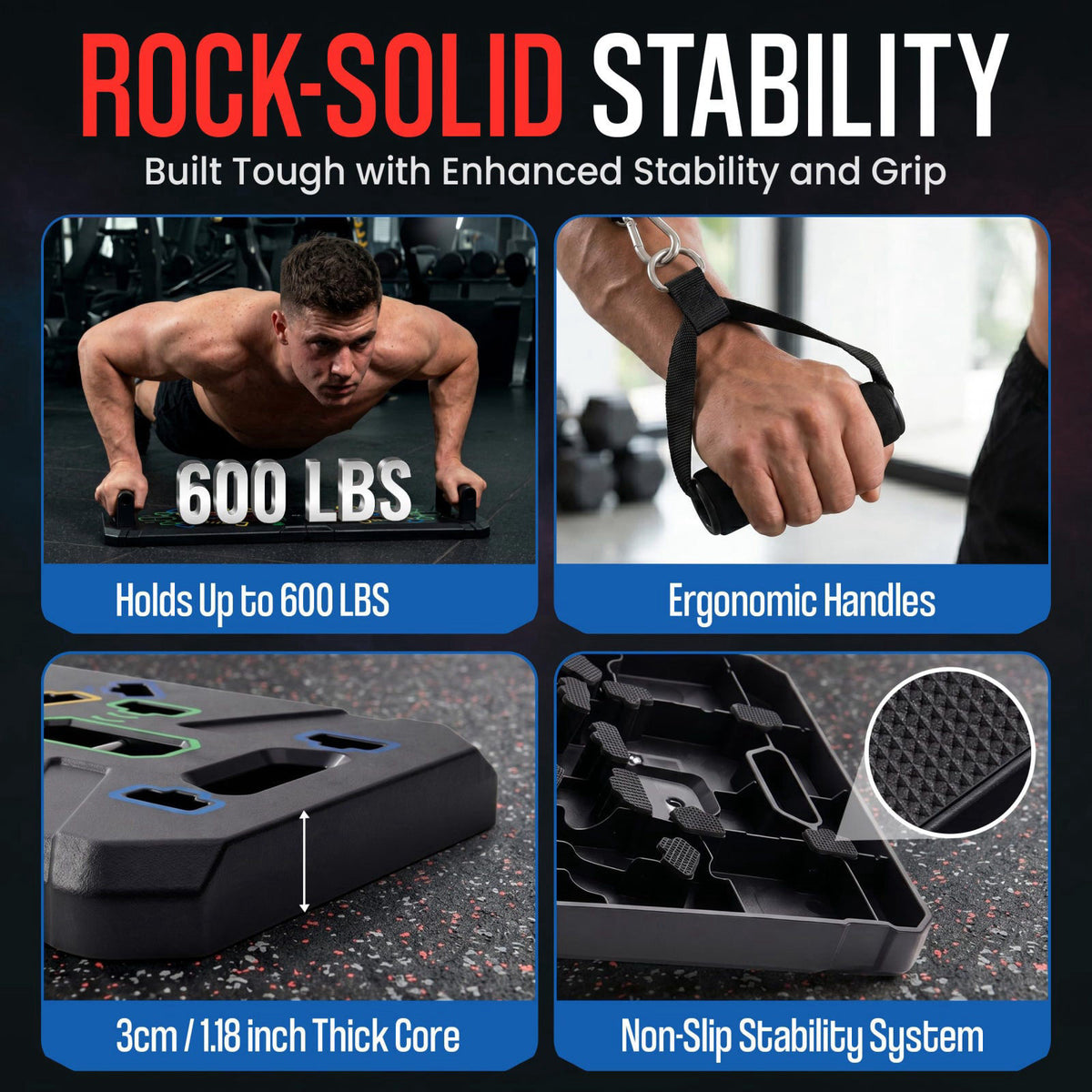 ELIKNAZ Portable Push Up Board Gym Kit 25-in-1, Foldable Push Up Station & Exercise Board Workout Set with 20 Accessorie