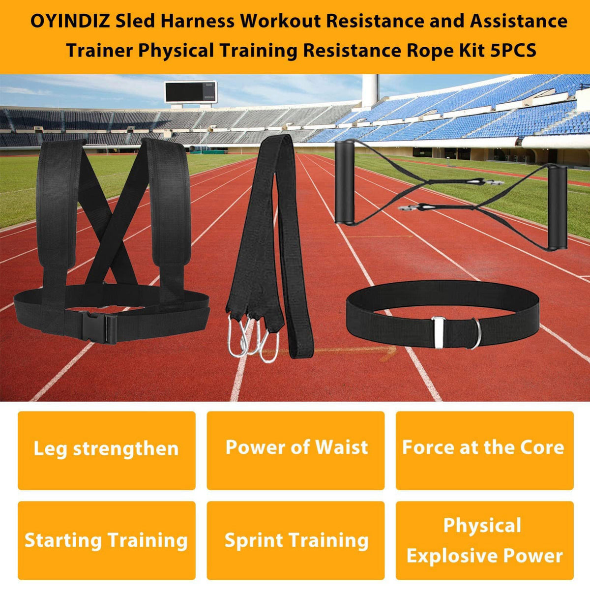 OYINDIZ Sled Harness Set, Pulling Strap for Speed Power Agility Training – full view