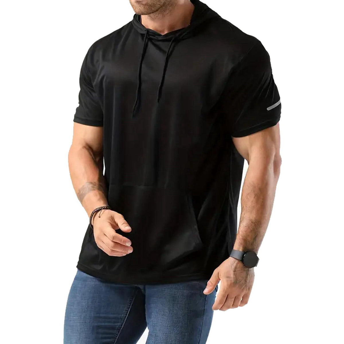 frueo Men's 1/3 Pack Workout Shirts Quick Dry Mesh Athletic T-Shirts – close-up detail in 0550 3black