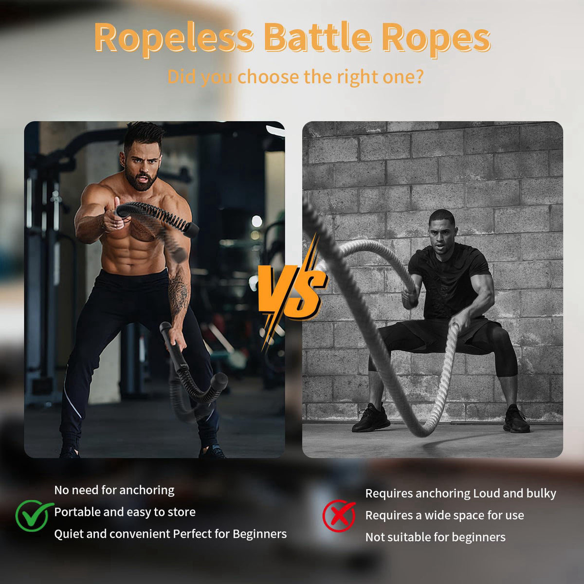 Paoba Portable Heavy Duty Ropeless Battle Ropes for Home Gym – back view and specifications