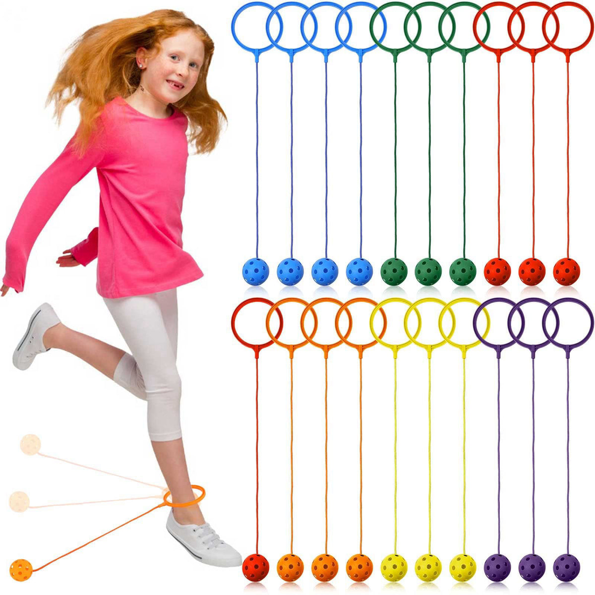 Glimin 50 Pack Ankle Skip Ball Toys for Kids, Jumper Exercise Equipment – product photo (Fitness Equipment)