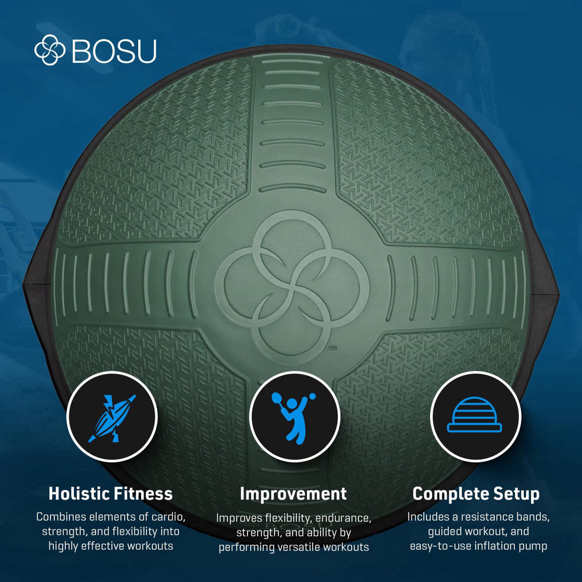 BOSU Nexgen Balance Trainer, Half-Ball Training Equipment, 65 cm Diameter, 300 lb Capacity - Burst-Resistant Stability E