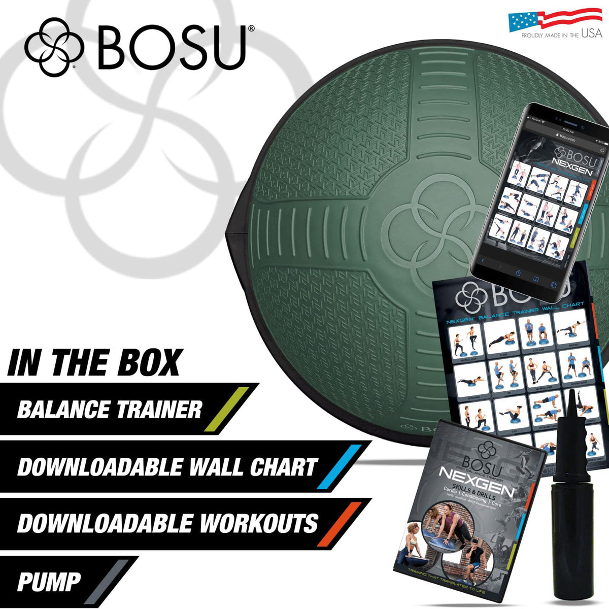 BOSU Nexgen Balance Trainer, Half-Ball Training Equipment, 65 cm Diameter, 300 lb Capacity - Burst-Resistant Stability E