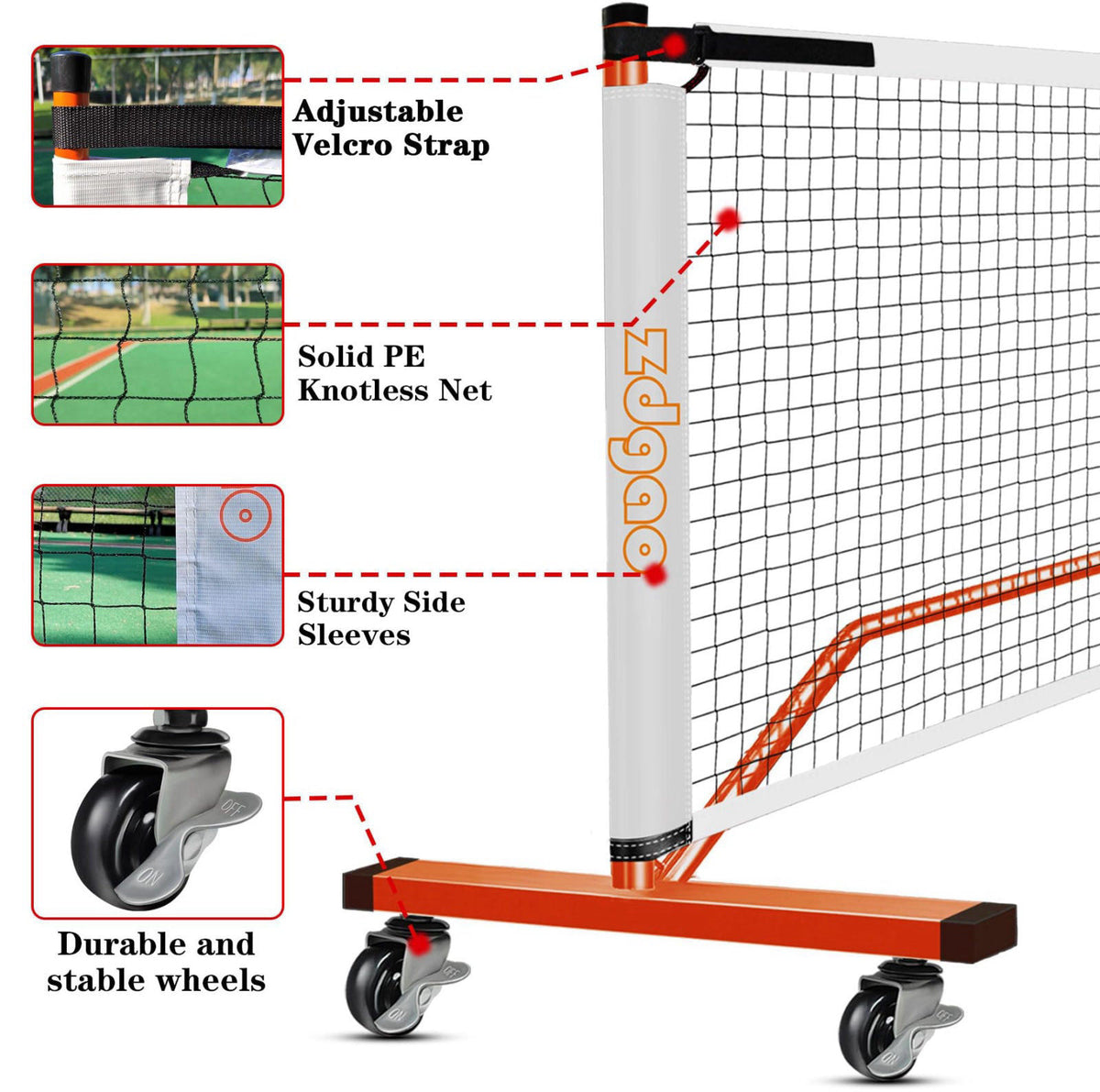 Zdgao Portable Pickleball Net with 4 Paddles Set for Indoor & Outdoor – packaging and label