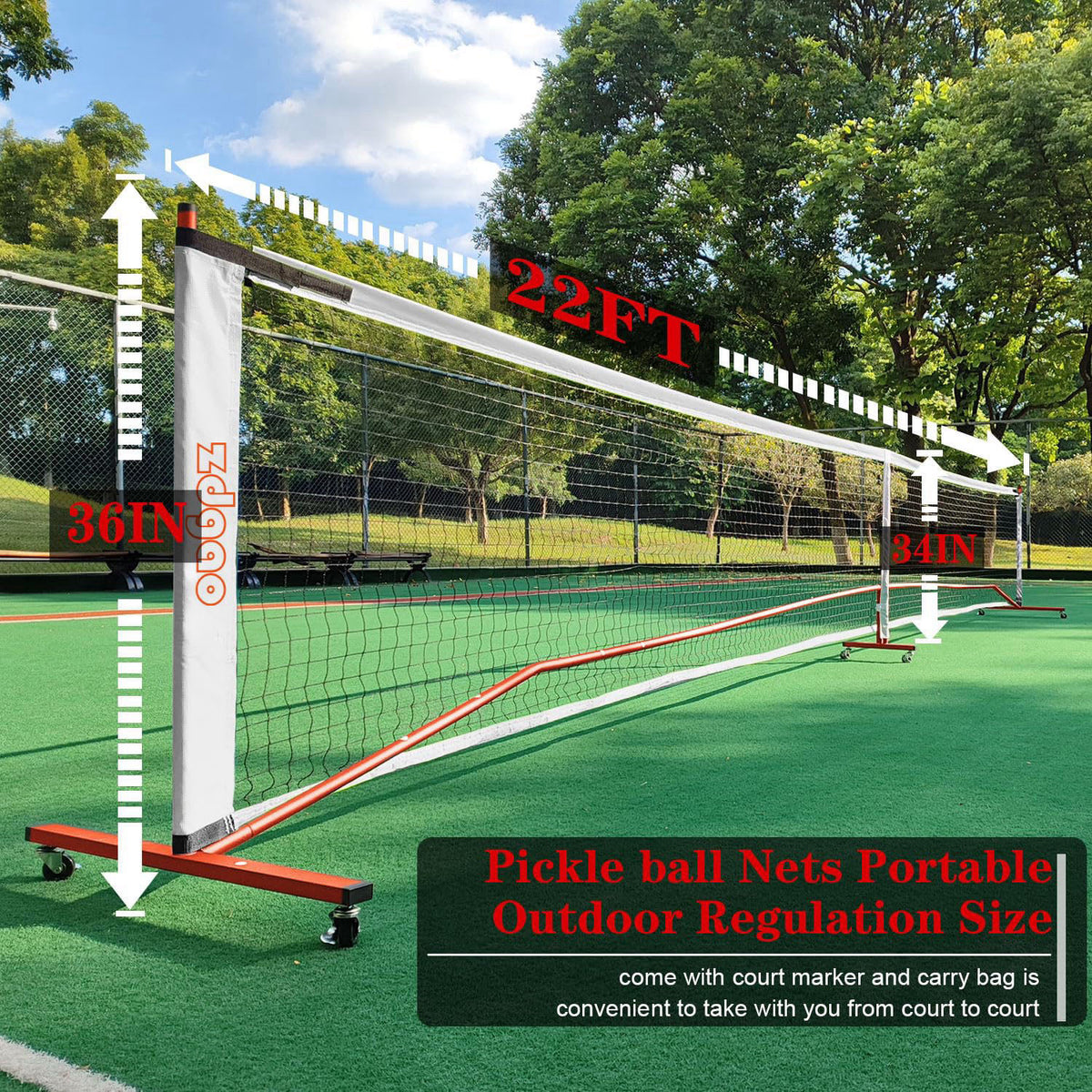 Zdgao Portable Pickleball Net with 4 Paddles Set for Indoor & Outdoor – full view