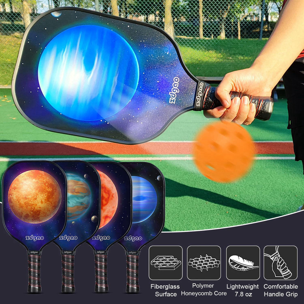 Zdgao Portable Pickleball Net with 4 Paddles Set for Indoor & Outdoor – alternate angle