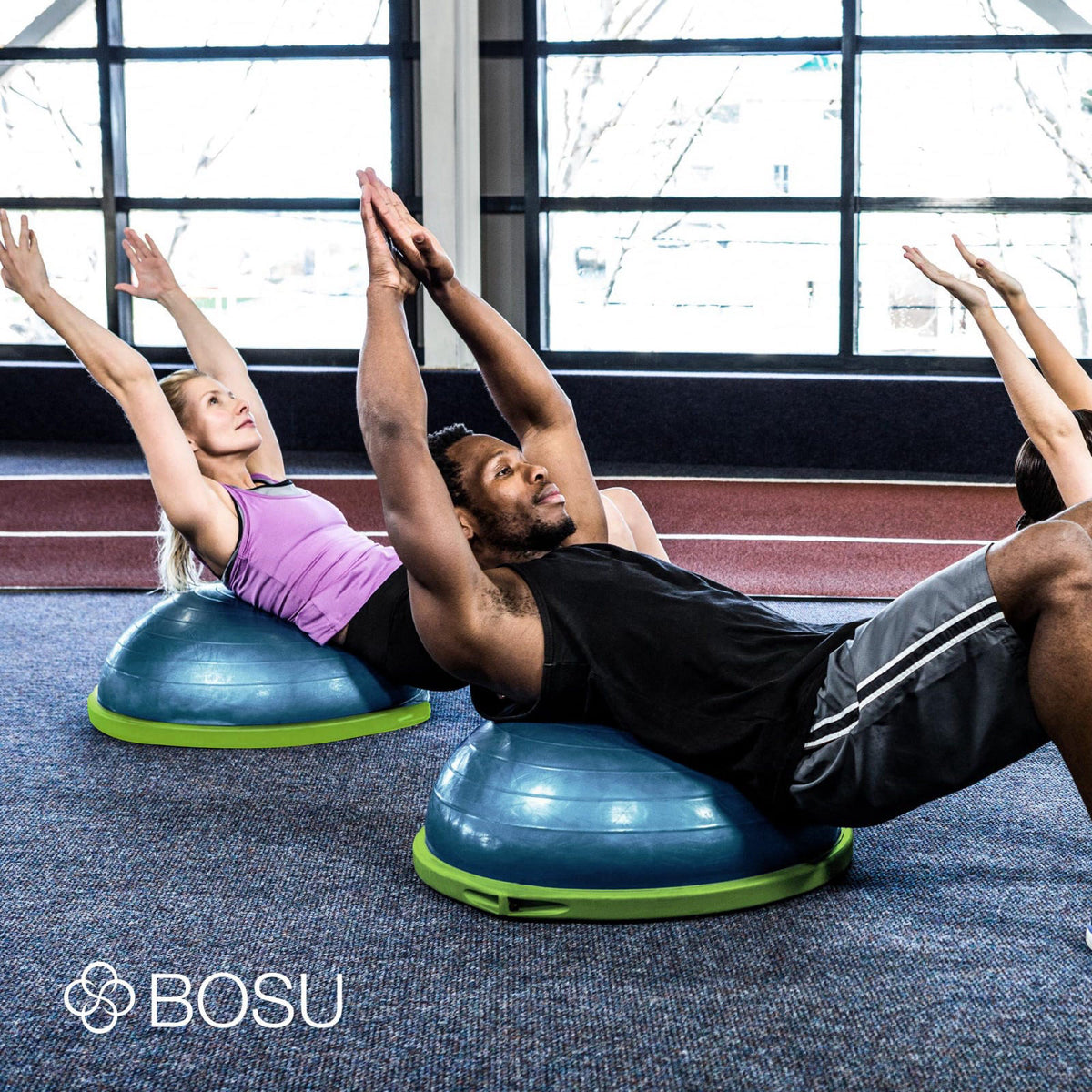Bosu Balance Ball Exercise Trainer, Home Gym Equipment w/Guided Workouts & Pump, 26" Inflatable Fitness Platform for