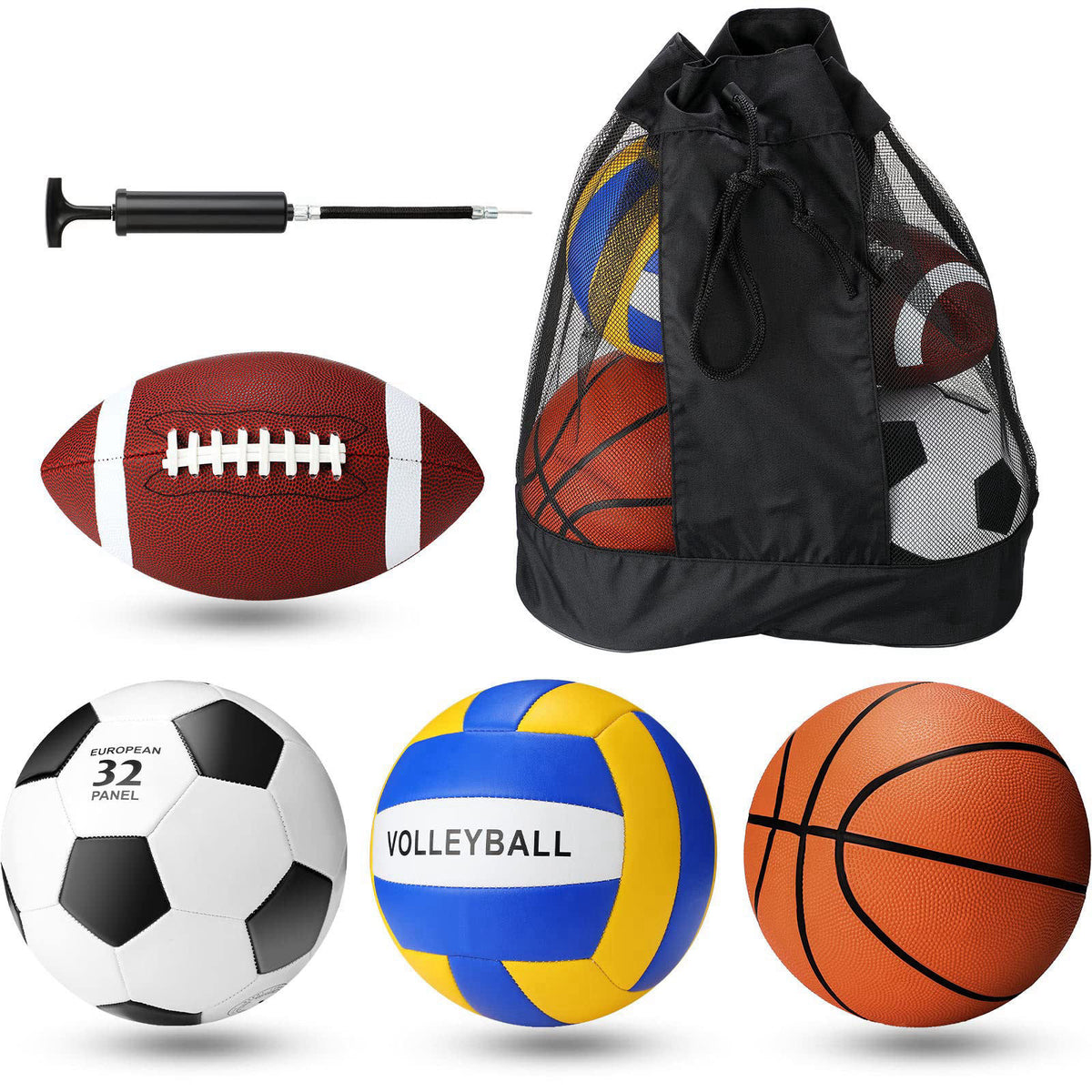 Jerify 4 Pcs Sport Balls Soccer Football Basketball Volleyball – product photo (Balls)