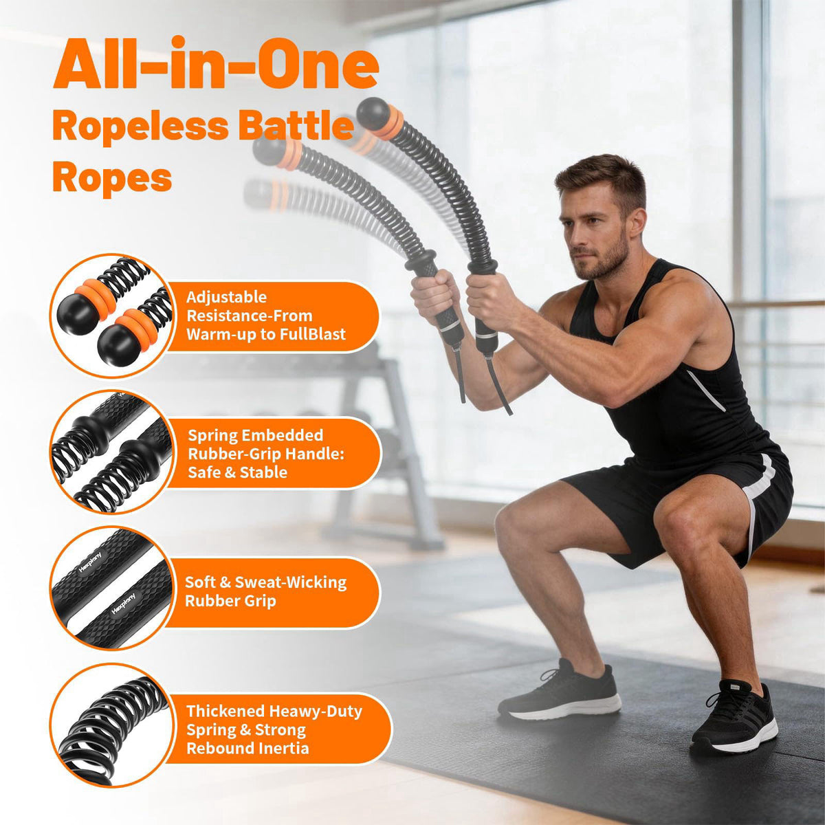Hexplany Ropeless Battle Ropes with Adjustable Weight Unisex for Home Gym – full view