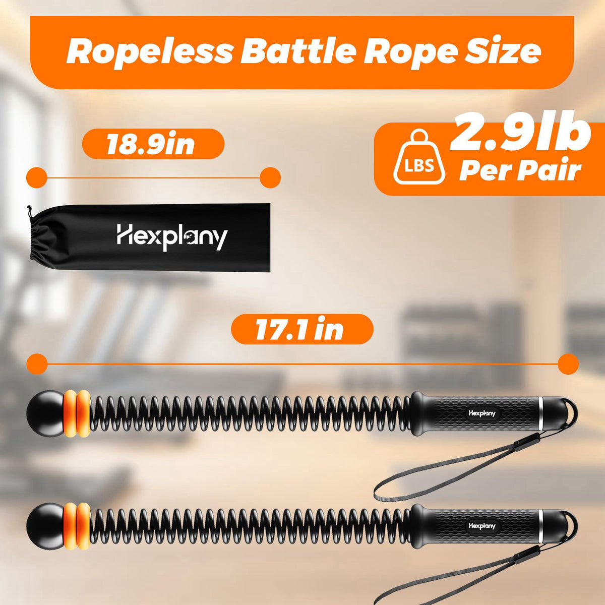 Hexplany Ropeless Battle Ropes with Adjustable Weight Unisex for Home Gym – alternate angle