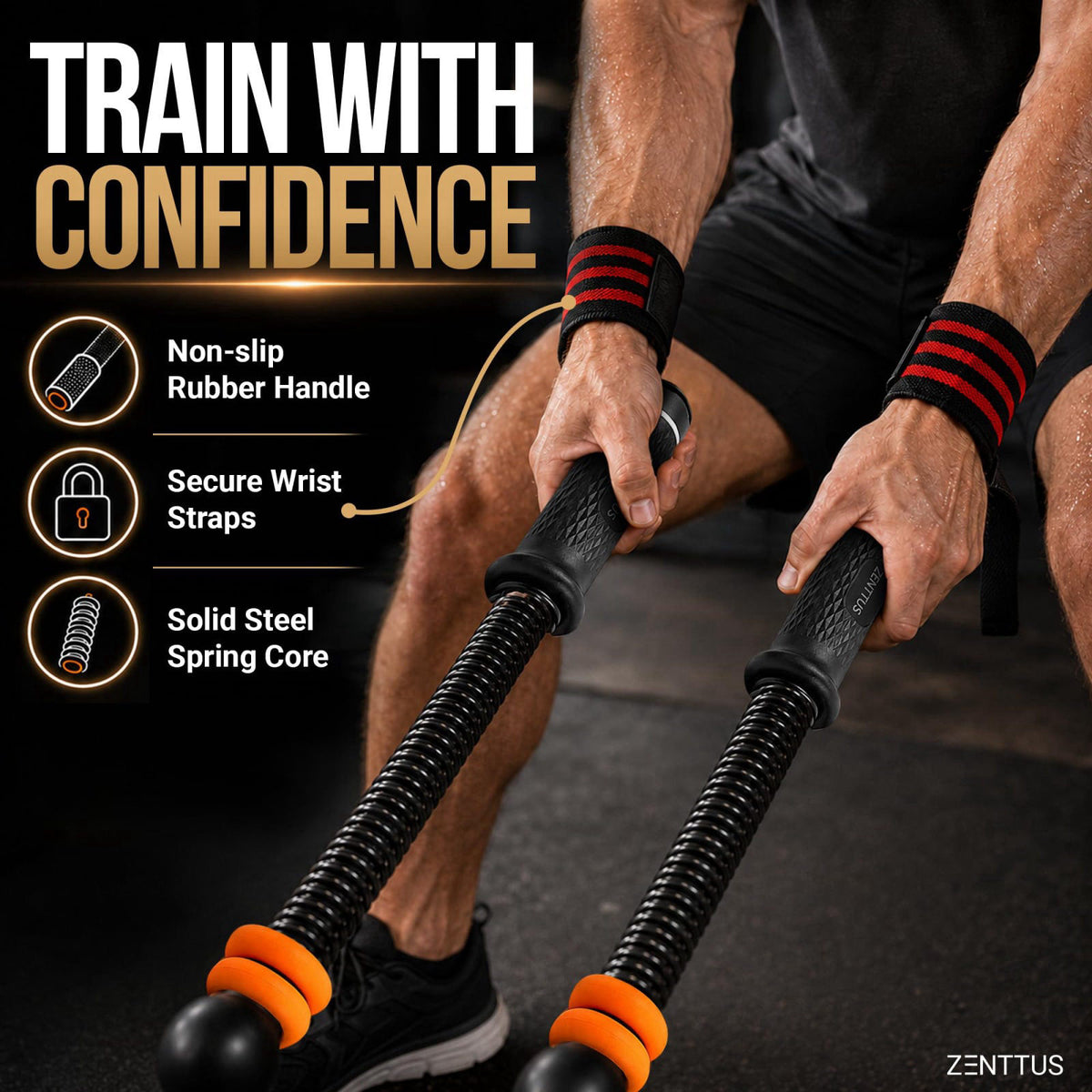 ZENTTUS Weighted Cordless Battle Ropes, Adjustable Ropeless Cardio Trainer – alternate angle