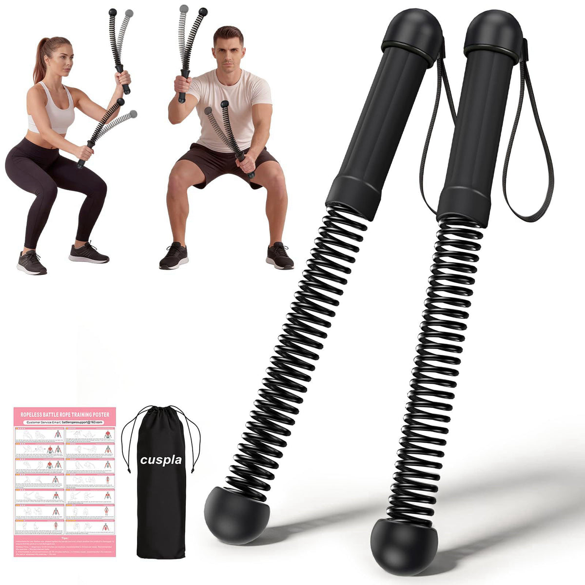 cuspla Weighted Ropeless Battle Ropes – Cordless Battle Ropes, Portable & Quiet Home Gym Workout Equipment | Low-Impact 